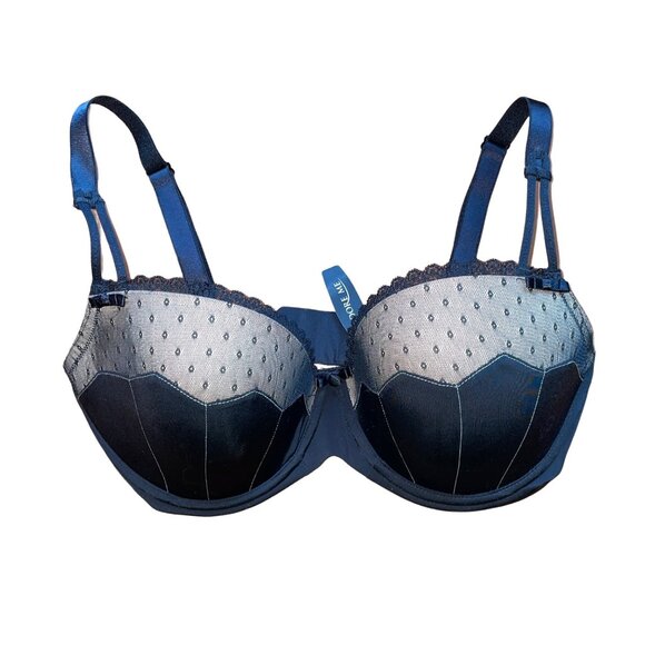 Adore Me 36DD Black Mesh & Lace Padded Bra With Adjustable Straps & Back Closure - Picture 1 of 6